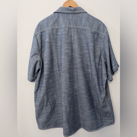 Woolrich Chambray Mens Button Down Short Sleeve Size XXL 2XL - Picture 4 of 5